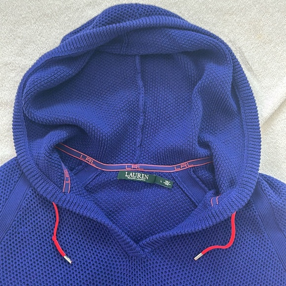 Lauren Ralph Lauren Waffle Knit 100% Cotton Hoodie Purple/Blue Size Large - Picture 4 of 16